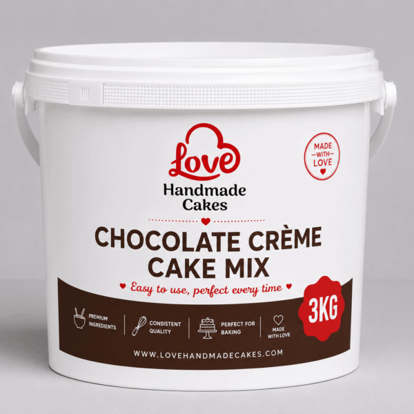 Chocolate crème cake mix in a bowl with chocolate chips.
