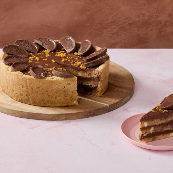 Sliced chocolate orange cookie pie